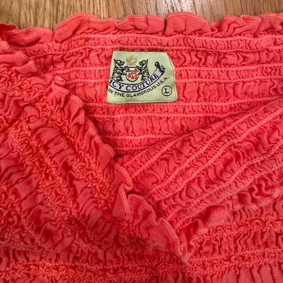 Juicy Couture - Y2K - Linen Strapless Dress - Bright Coral/Orange - Size L - Picture 4 of 7